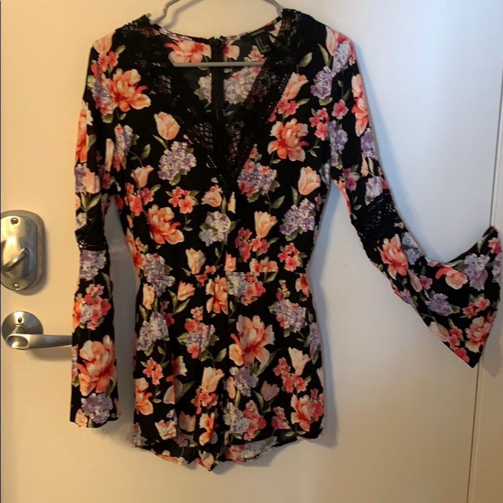 Black Floral Romper